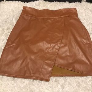 Brown Faux Leather Skirt